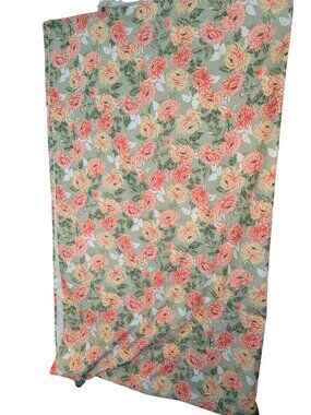Laura Ashley Vintage Floral Tablecloth Rectangle 90" X 56" Green Pink Yellow Flo